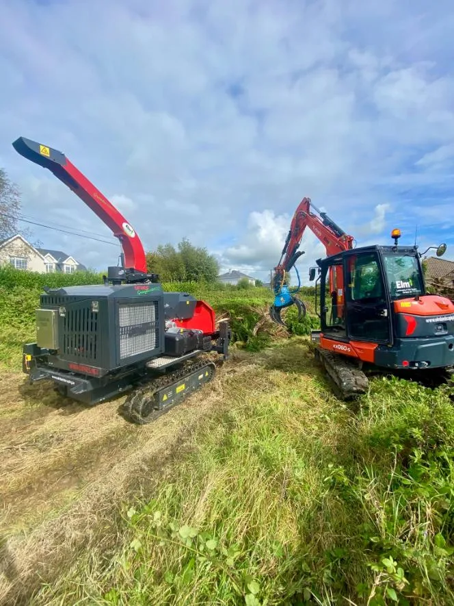 Wood chipper and tree shears site clearance